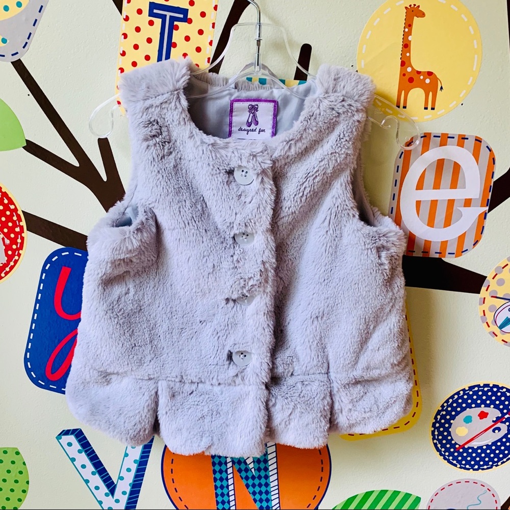 Gymboree Faux Fur Peplum Prima Ballerina Vest 2T